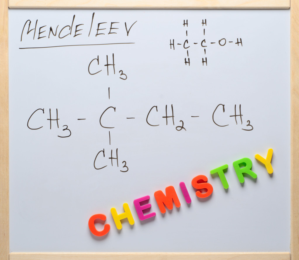 Kémia szó írott-ra egy fehér tábla - Fotó, kép