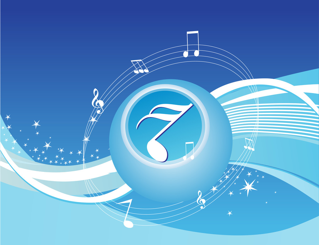 Music background in blue - Vector, Image