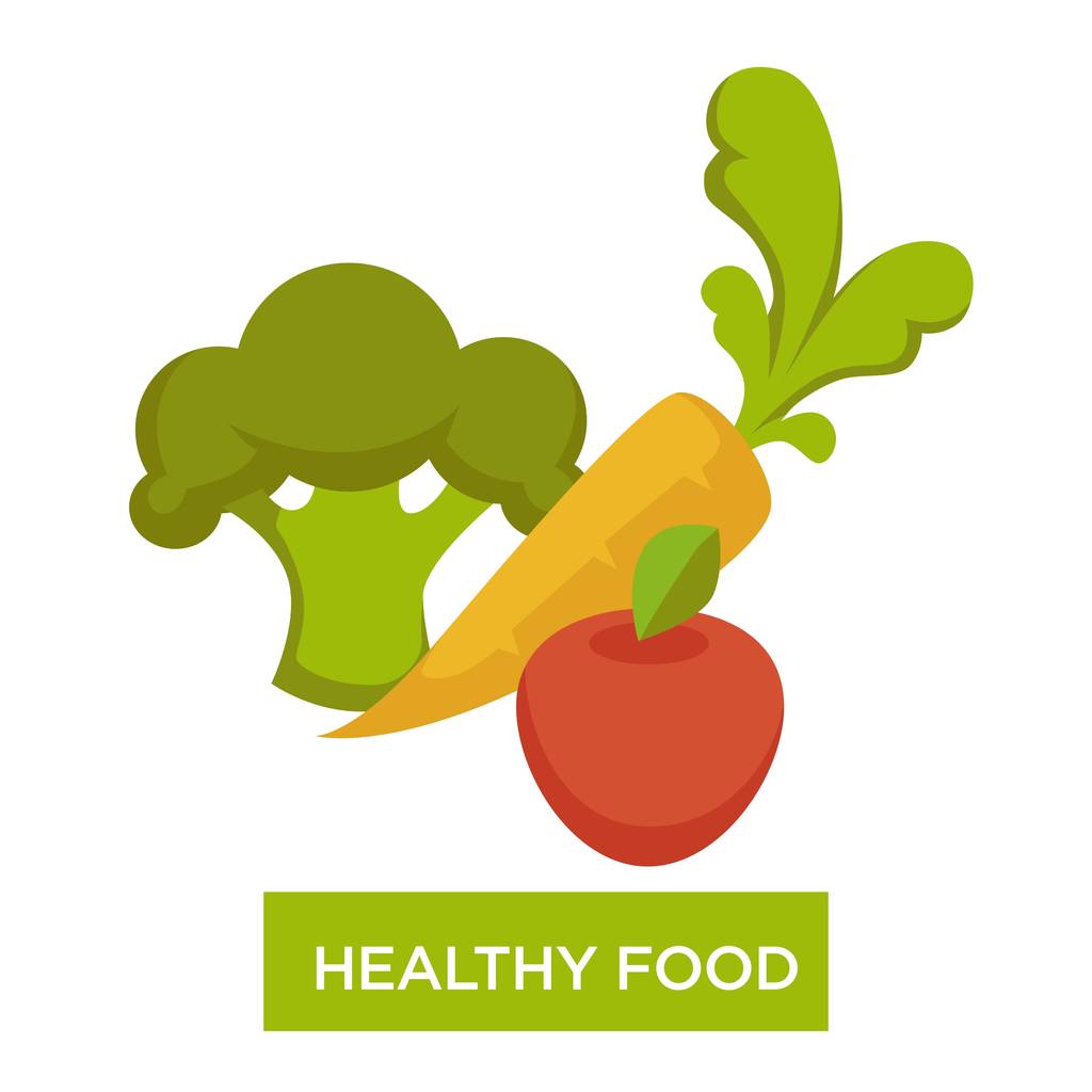 Υγιεινά τρόφιμα λαχανικά και φρούτα βιταμίνη βιολογικό προϊόν - Διάνυσμα, εικόνα