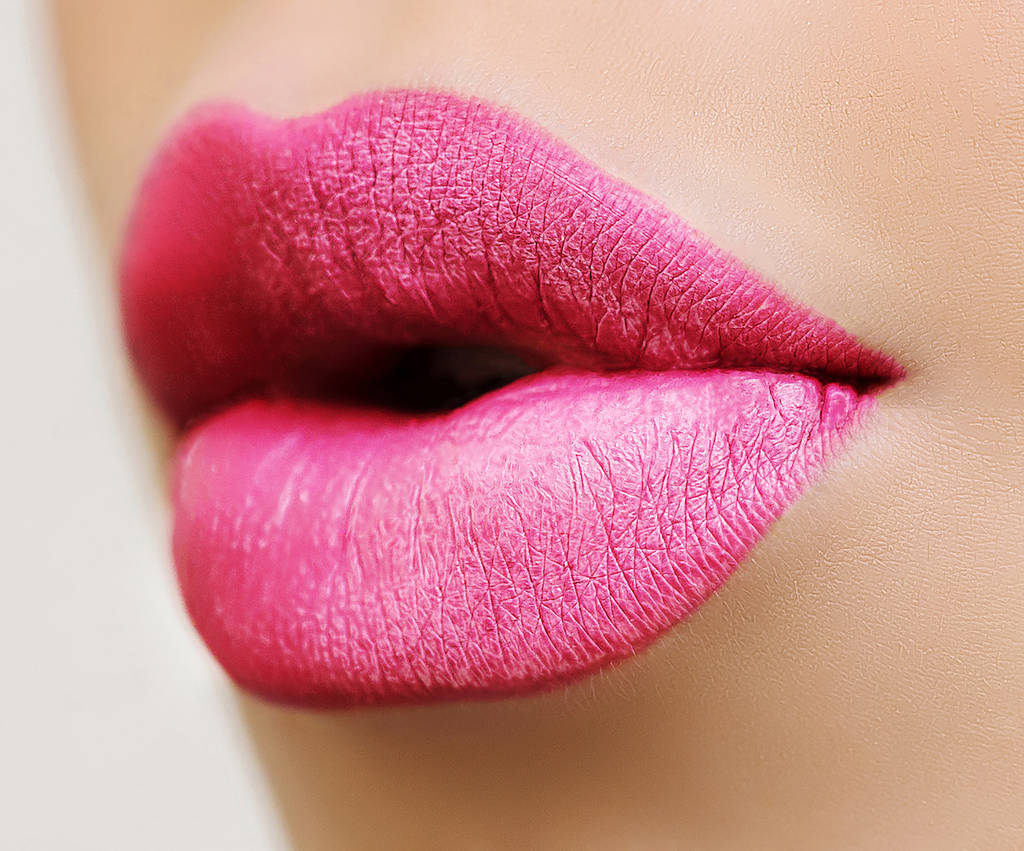 Sexy Lips. Beauty pinkLip Makeup Detail. Beautiful Make-up Closeup. Sensual Open Mouth. lipstick or Lipgloss. Kiss. Beauty Model Woman's Face closeup - Photo, Image