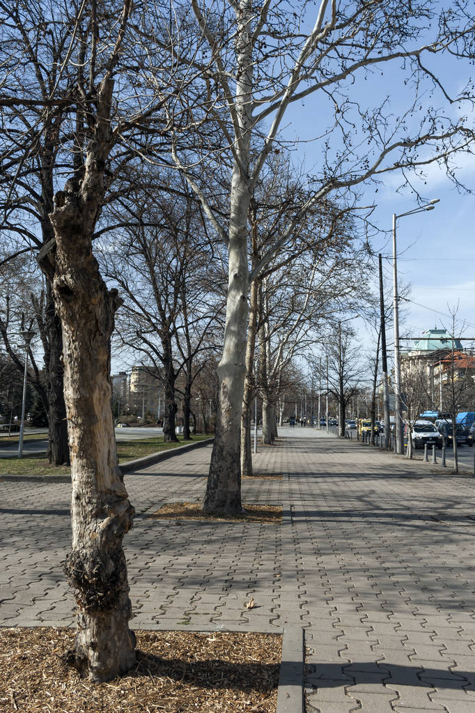 Σόφια, Βουλγαρία - Μαρτίου 7, 2019: Τυπικό κτήριο στο κέντρο της πόλης της Σόφιας, Βουλγαρία - Φωτογραφία, εικόνα