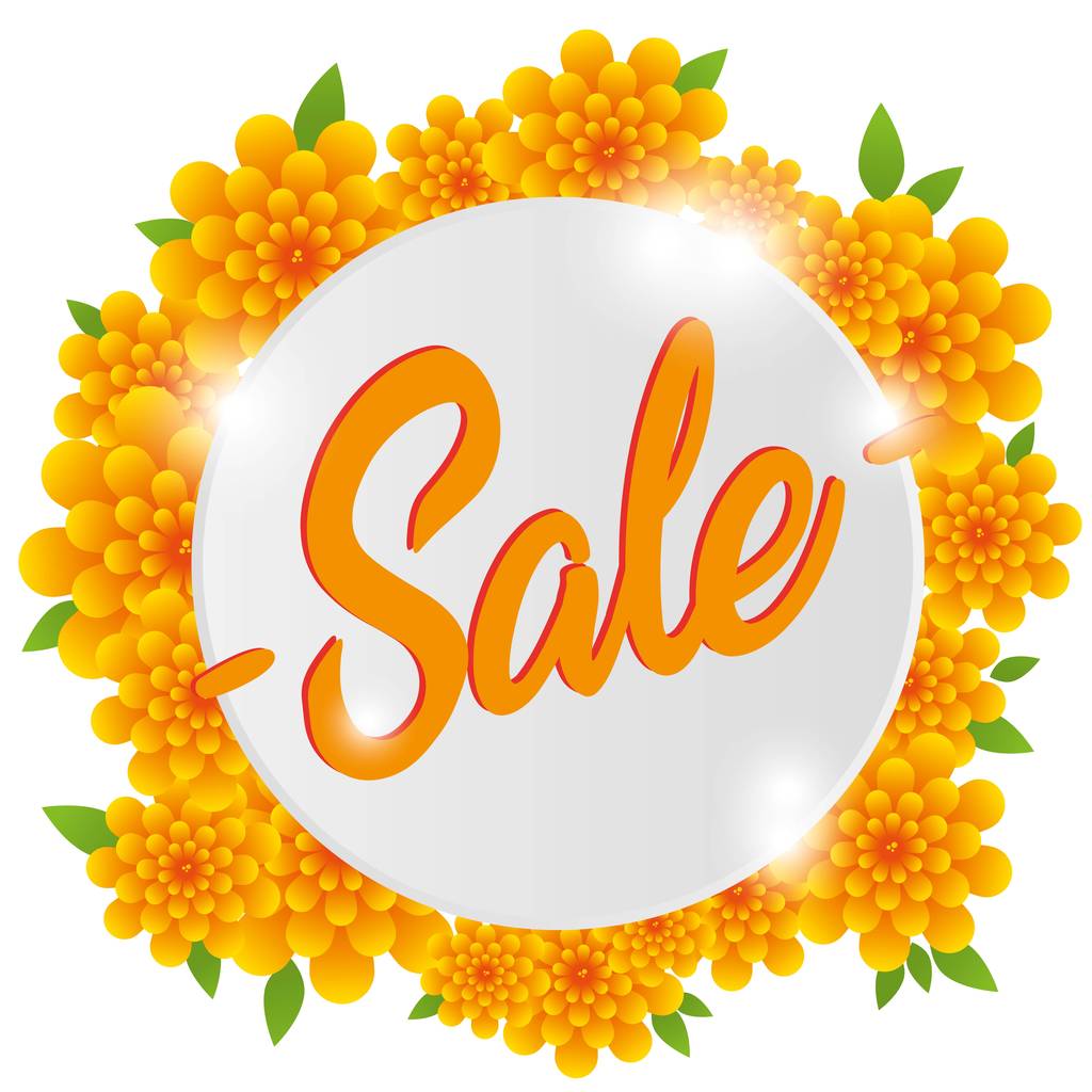 продаж друку з яскраво-жовтими квітами
 - Вектор, зображення