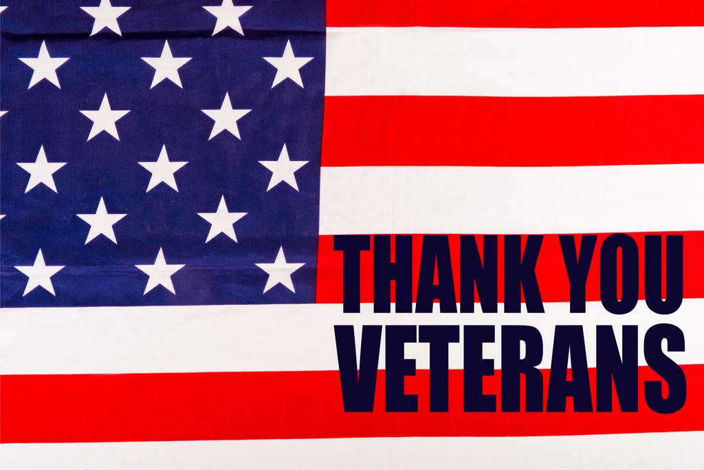 obrigado veteranos lettering na bandeira americana
  - Foto, Imagem