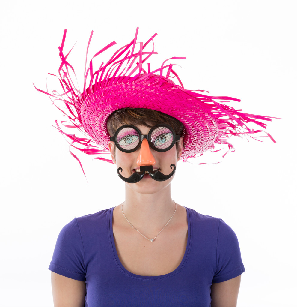 Nainen hauska karnevaali naamio ja hattu
 - Valokuva, kuva