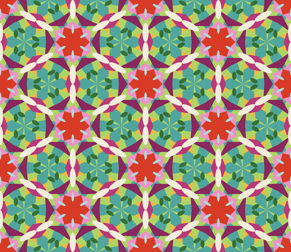 万華鏡幾何学的なカラフルなシームレス パターン。抽象的なベクトルの背景. - ベクター画像