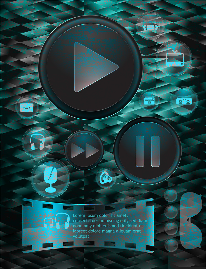 Set of vector media player buttons. - Vector, Image