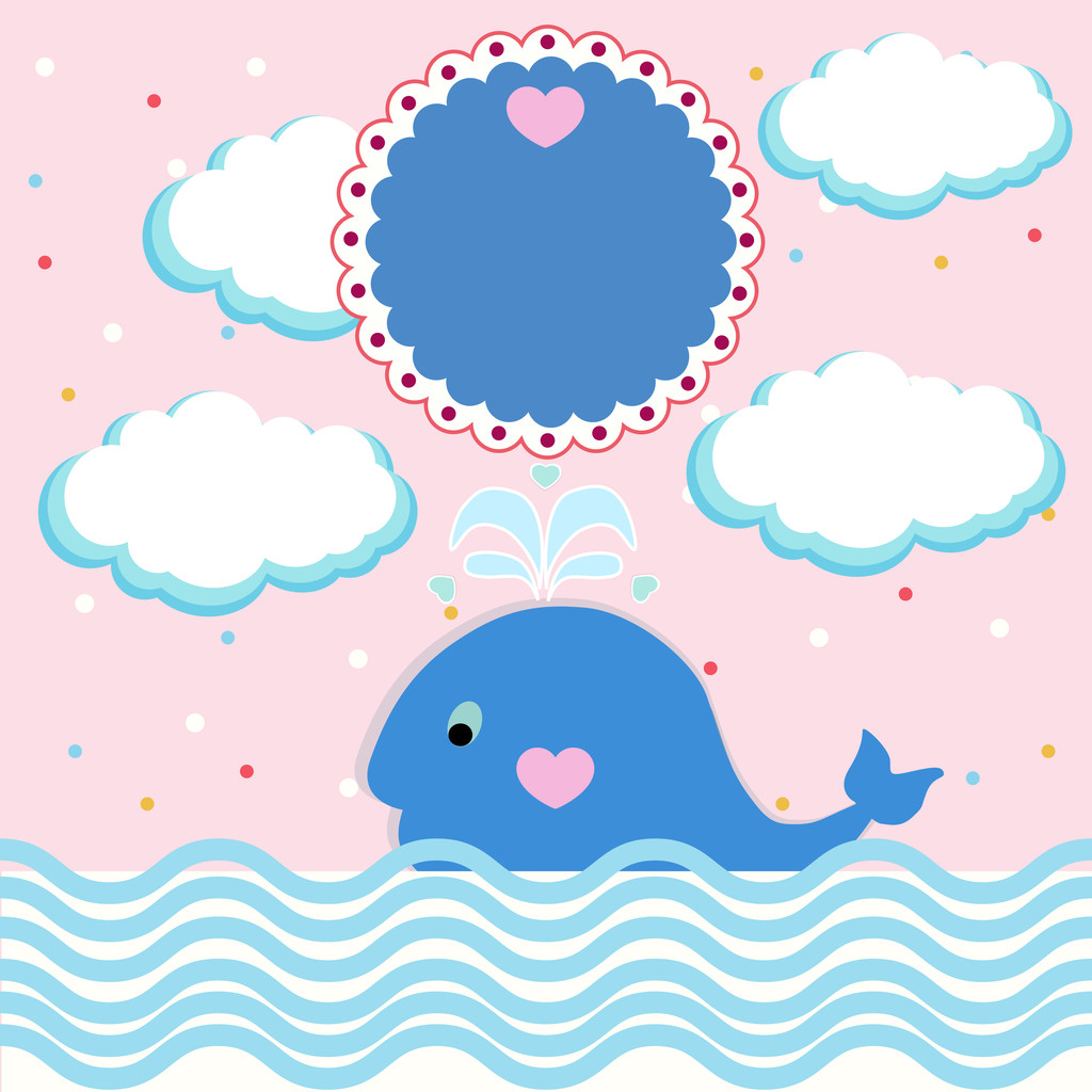 θερινή κάρτα με μικρή φάλαινα - Διάνυσμα, εικόνα