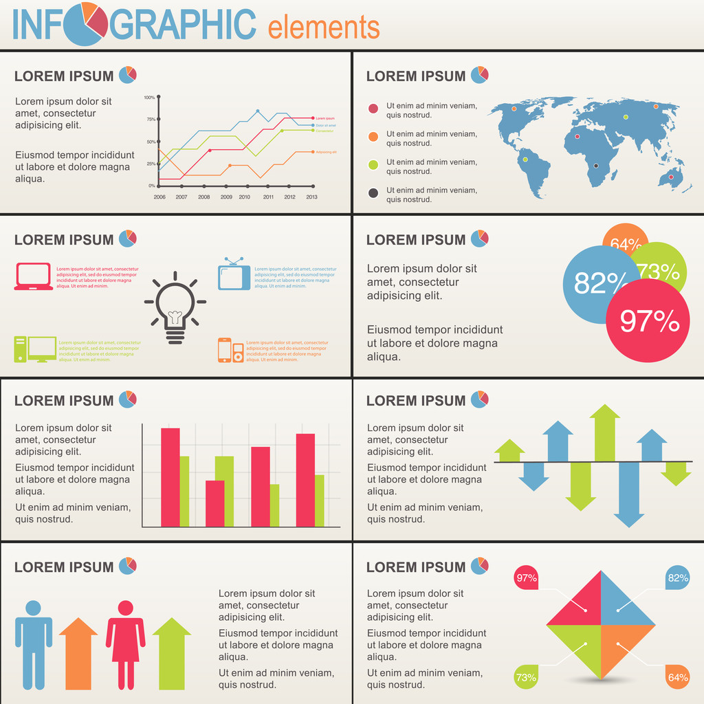 infographics öğeleri kümesi. Dünya grafik harita ve bilgi - Vektör, Görsel