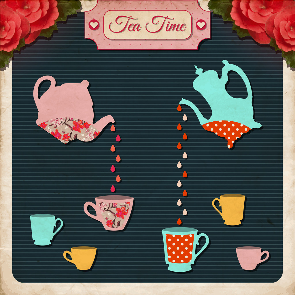 Время чая, векторная иллюстрация
 - Вектор,изображение