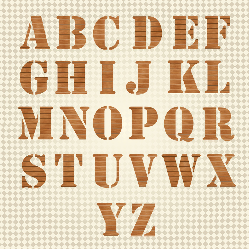 古いグランジ木製アルファベット、ベクトルを設定 - ベクター画像