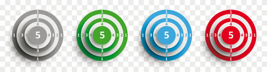 4 Colored Targets Numbers Transparent Header - Vector, Image