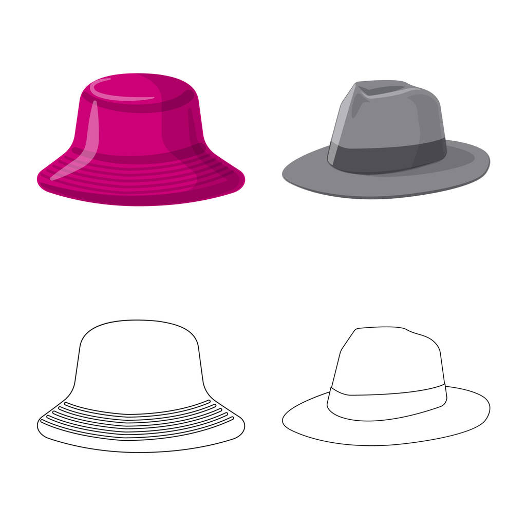 Şapkalar ve kap simge vektör çizim. Web için hisse senedi sembolü şapkalar ve aksesuar koleksiyonu. - Vektör, Görsel
