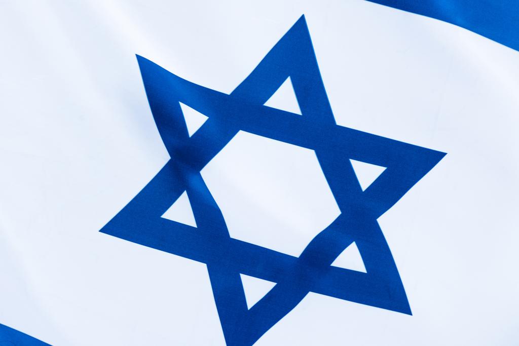 close up of blue star of david on flag of israel - Photo, Image