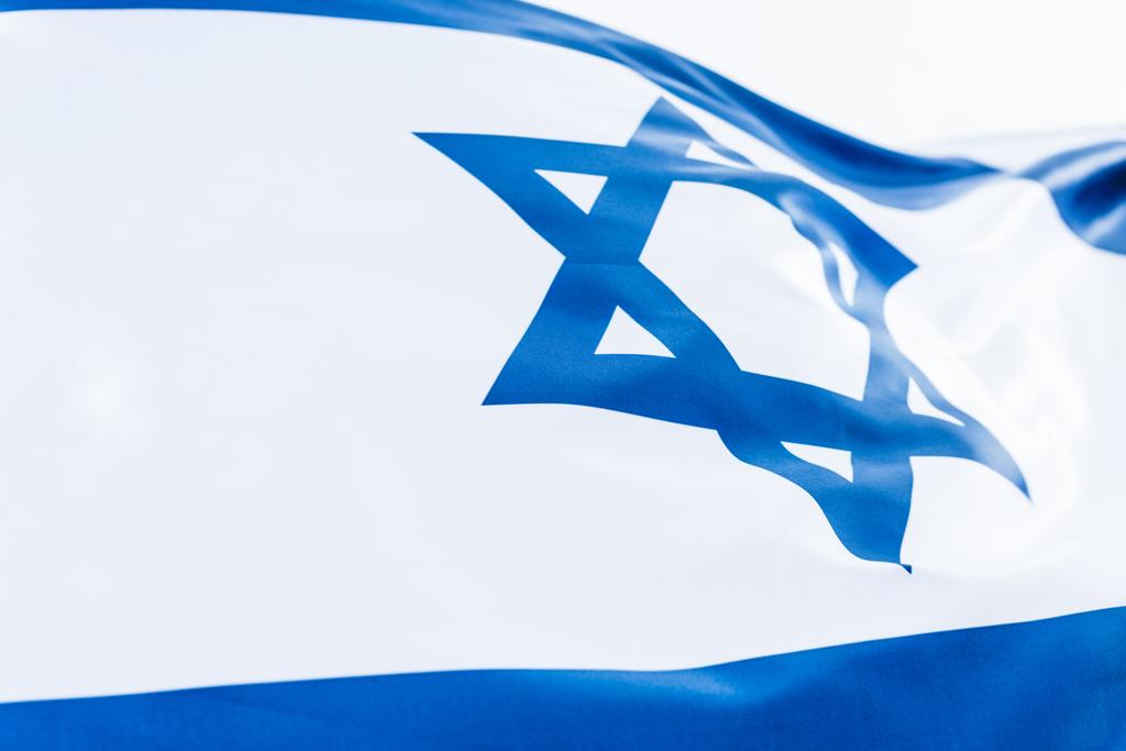 Narodowa flaga Izraela z gwiazdą Dawida na białym tle - Zdjęcie, obraz