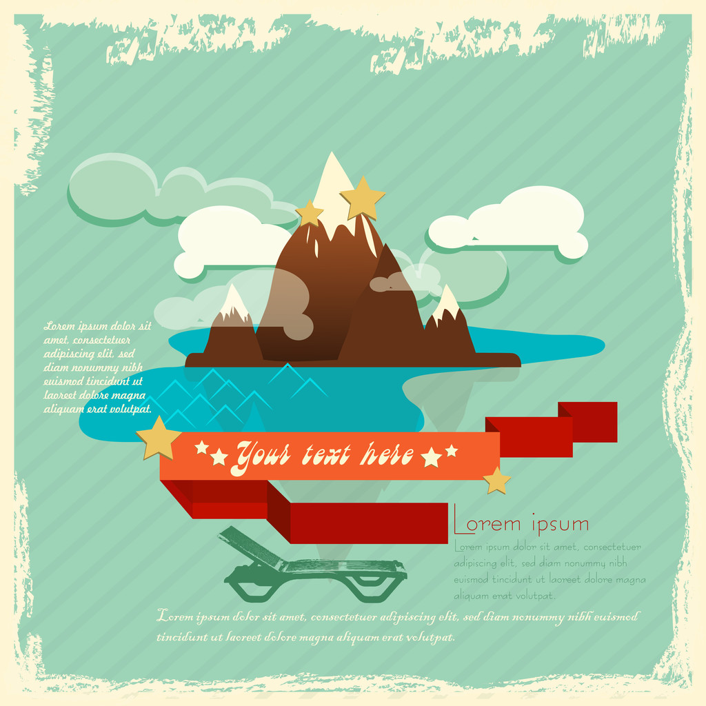 Vector retro background with mountain - Vector, Image
