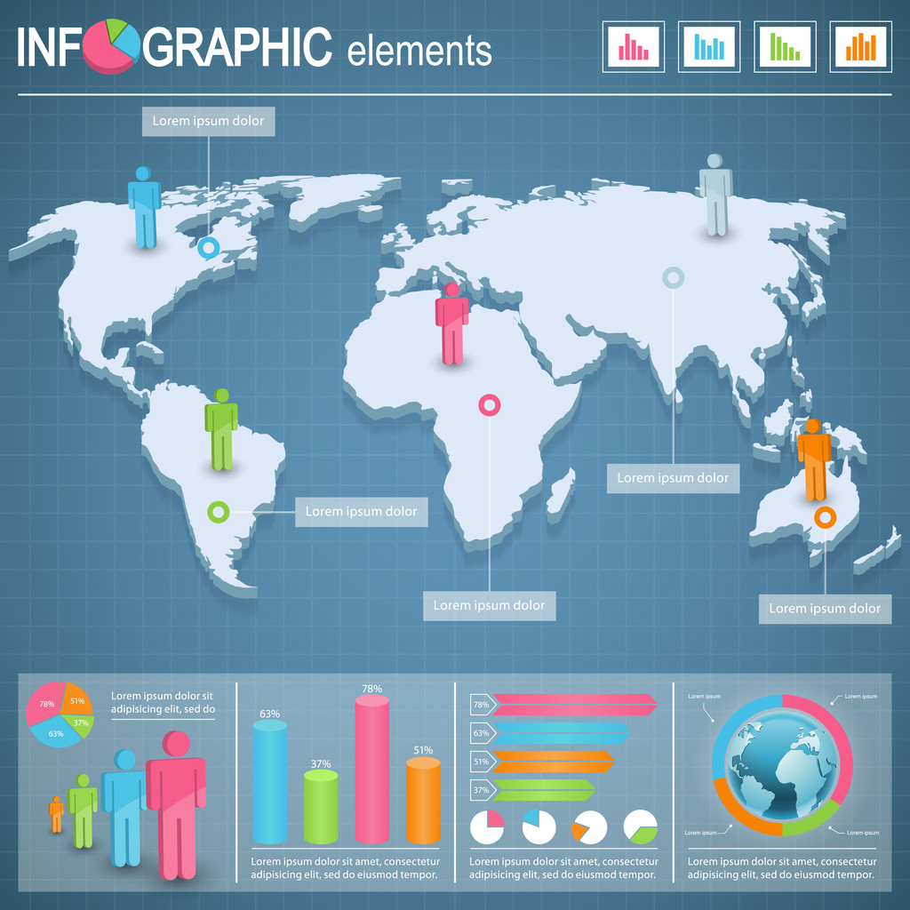 Elemente der Infografik setzen - Vektor, Bild