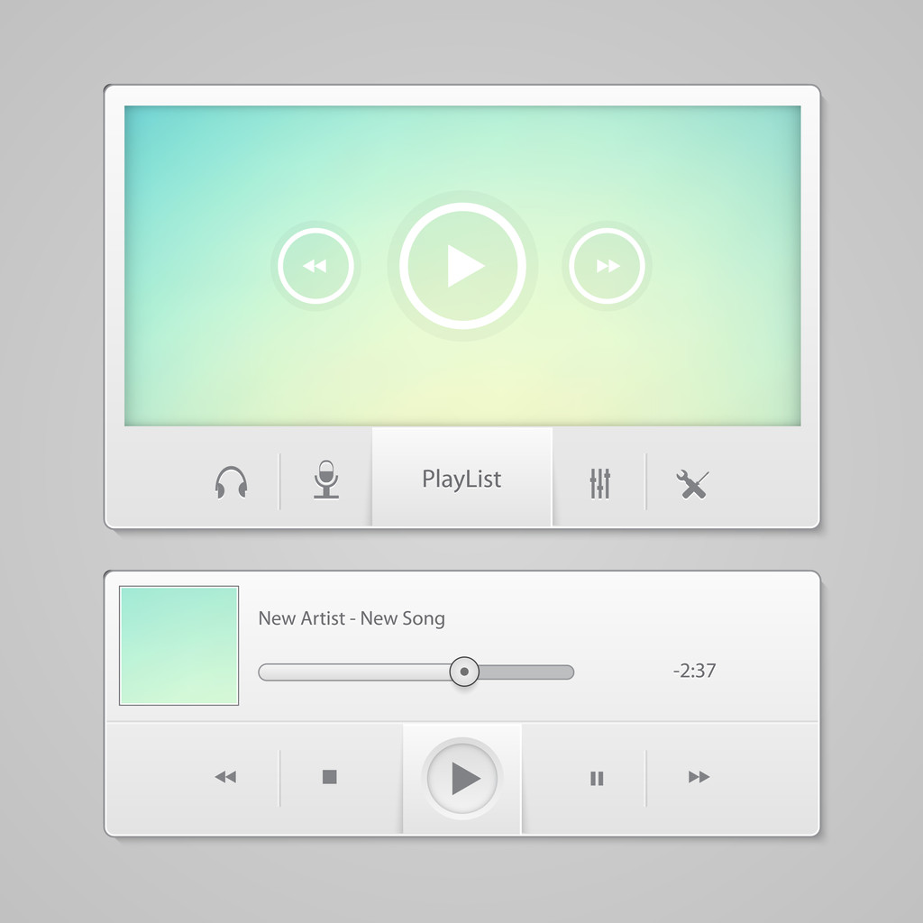 blue video player for web - Vector, Image
