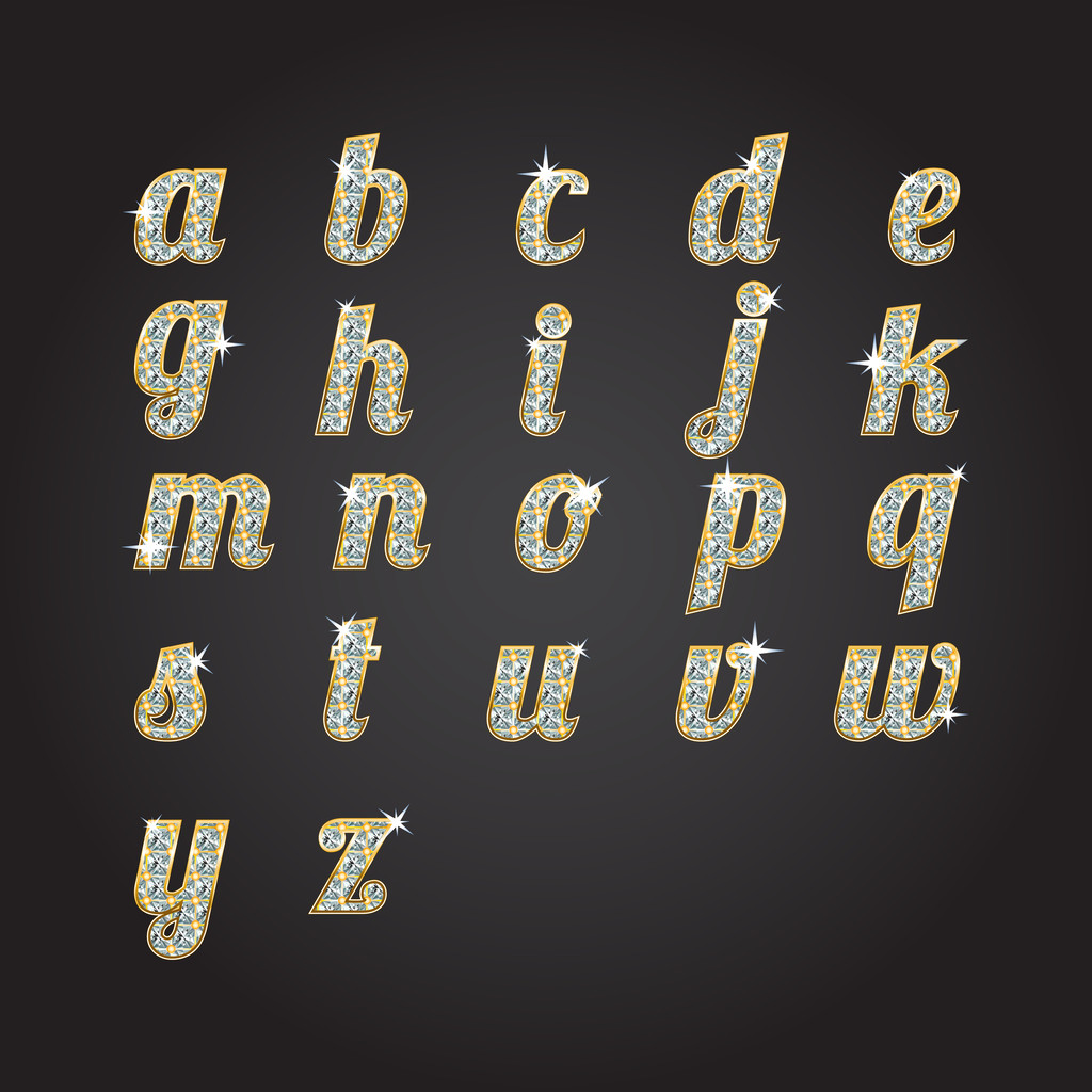 Vektor goldenes Alphabet mit Diamanten - Vektor, Bild