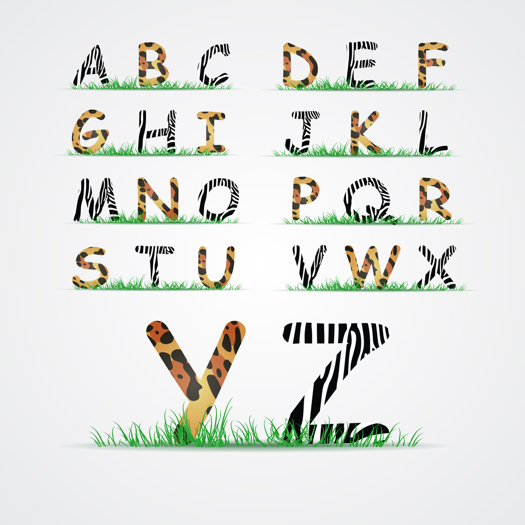 lettertype van dieren textuur - Vector, afbeelding