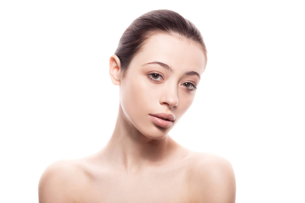 closeup πορτρέτο της όμορφης γυναίκας με καθαρό φρέσκο δέρμα - Φωτογραφία, εικόνα