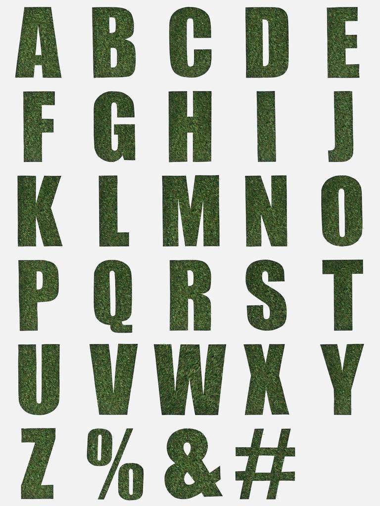 dopisy od anglické abecedy ze zelené trávy izolované na bílém - Fotografie, Obrázek