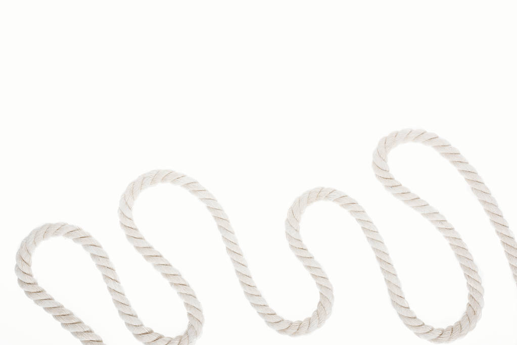 white waved and long rope isolated on white  - Photo, Image