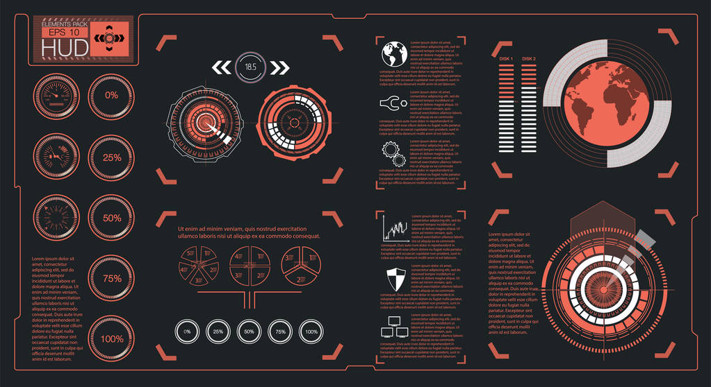 Hud elements,graph.Vector illustration.Head-up display elements for the web. - Vector, Image