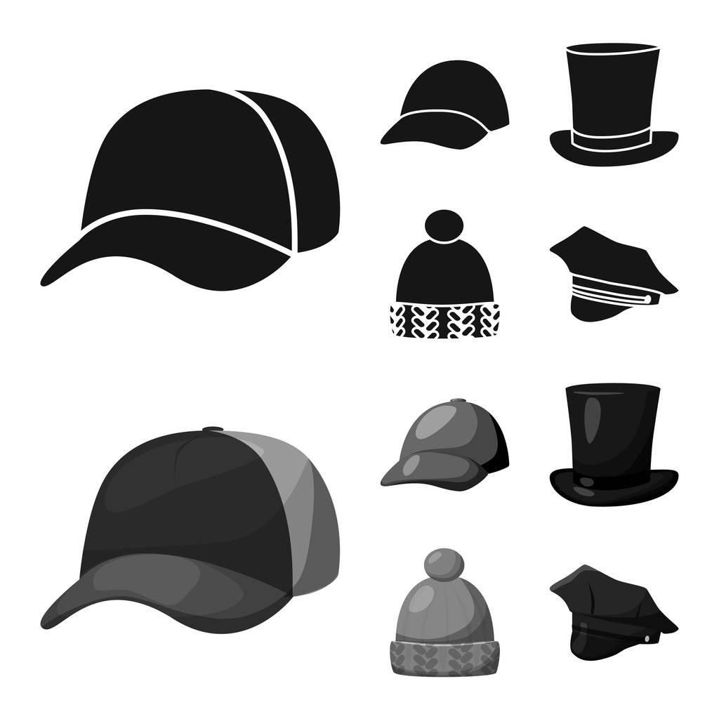 Vector design of clothing and cap icon. Set of clothing and beret vector icon for stock. - Vector, Image