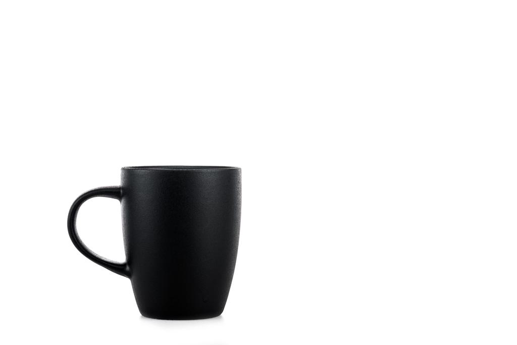 Velký černý keramický pohár izolovaný na bílém pozadí - Fotografie, Obrázek