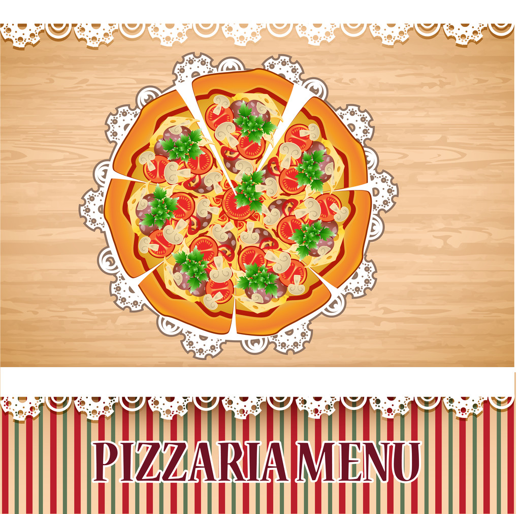 Pizza menusjabloon. Vectorillustratie - Vector, afbeelding