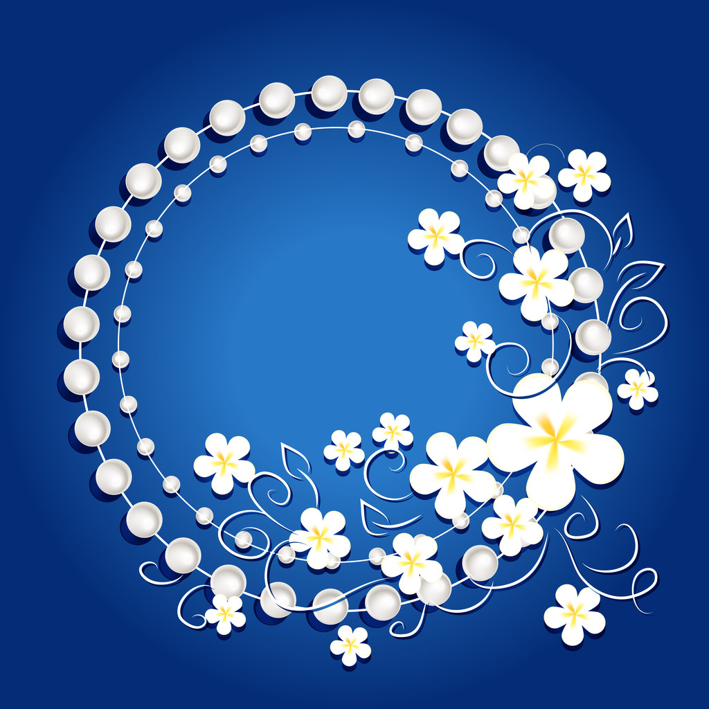 Blauer Hintergrund mit Blumen - Vektor, Bild