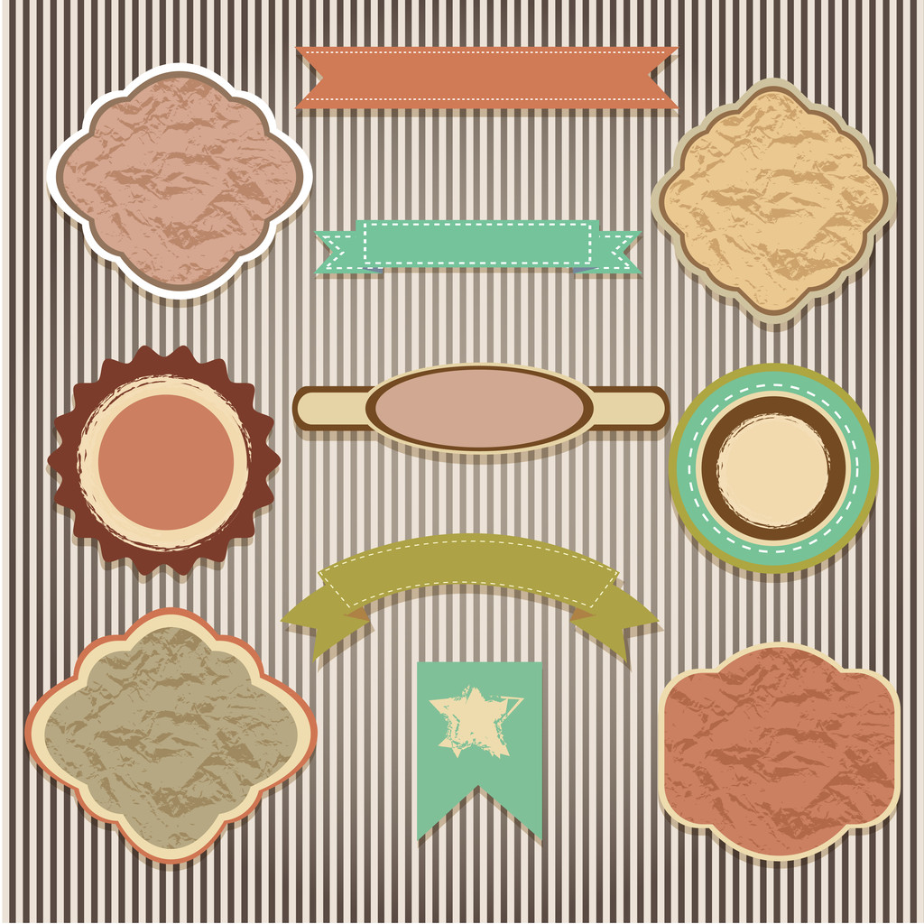 Set of labels on a striped background - Vector, Image