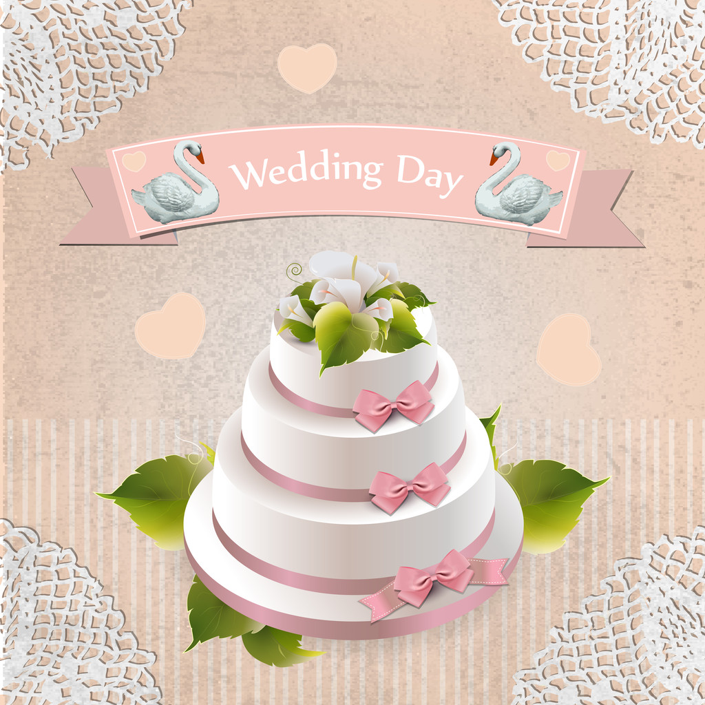 Свадебный торт, векторная иллюстрация
 - Вектор,изображение