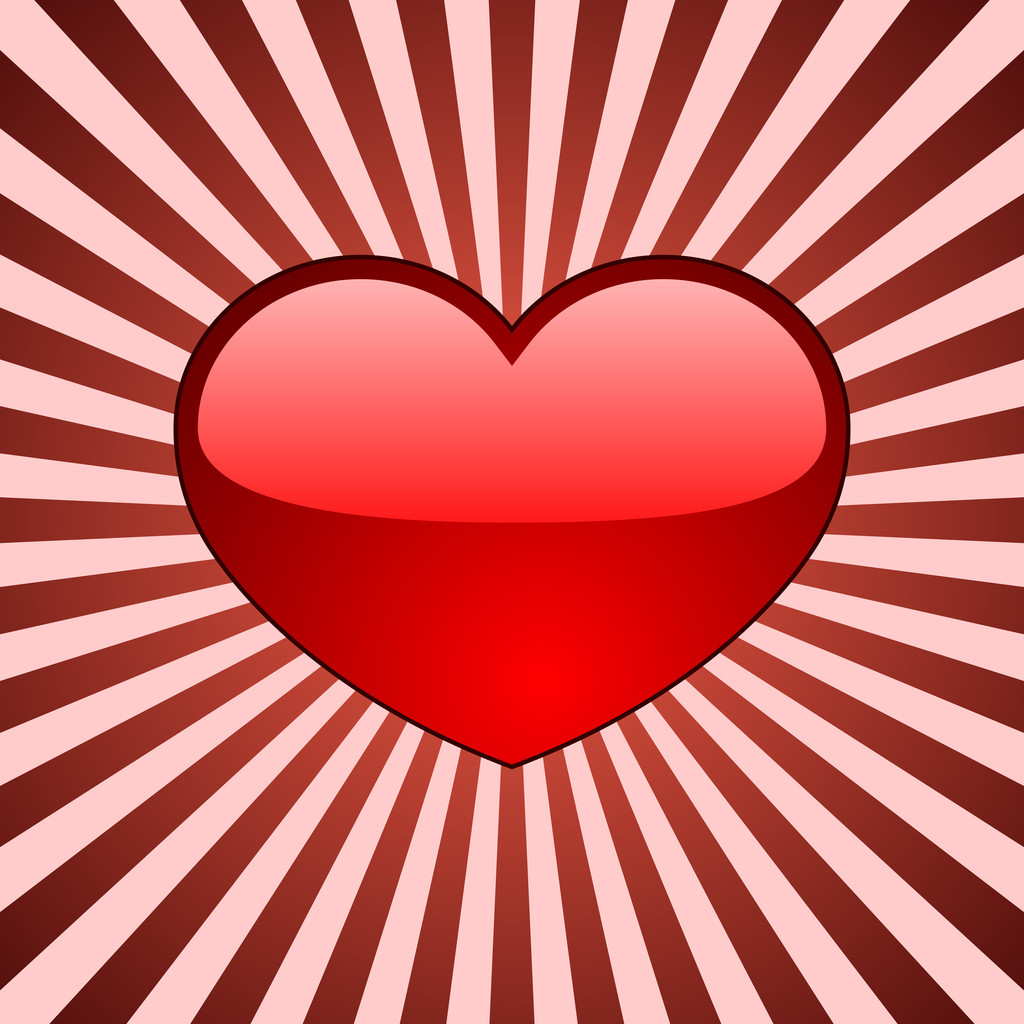 glanzend rood hart achtergrond - Vector, afbeelding