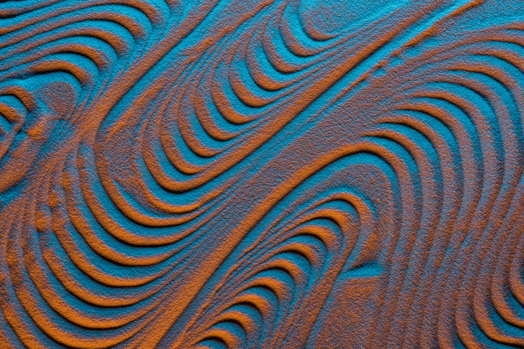 top view of sandy background with color filter and abstract waves - Photo, Image