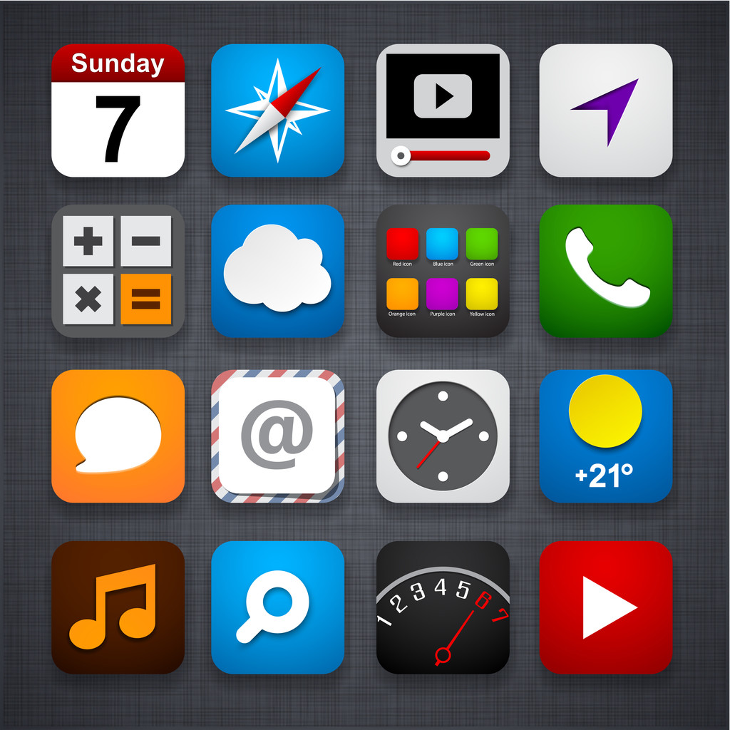 Set of app icons. - Vector, Image