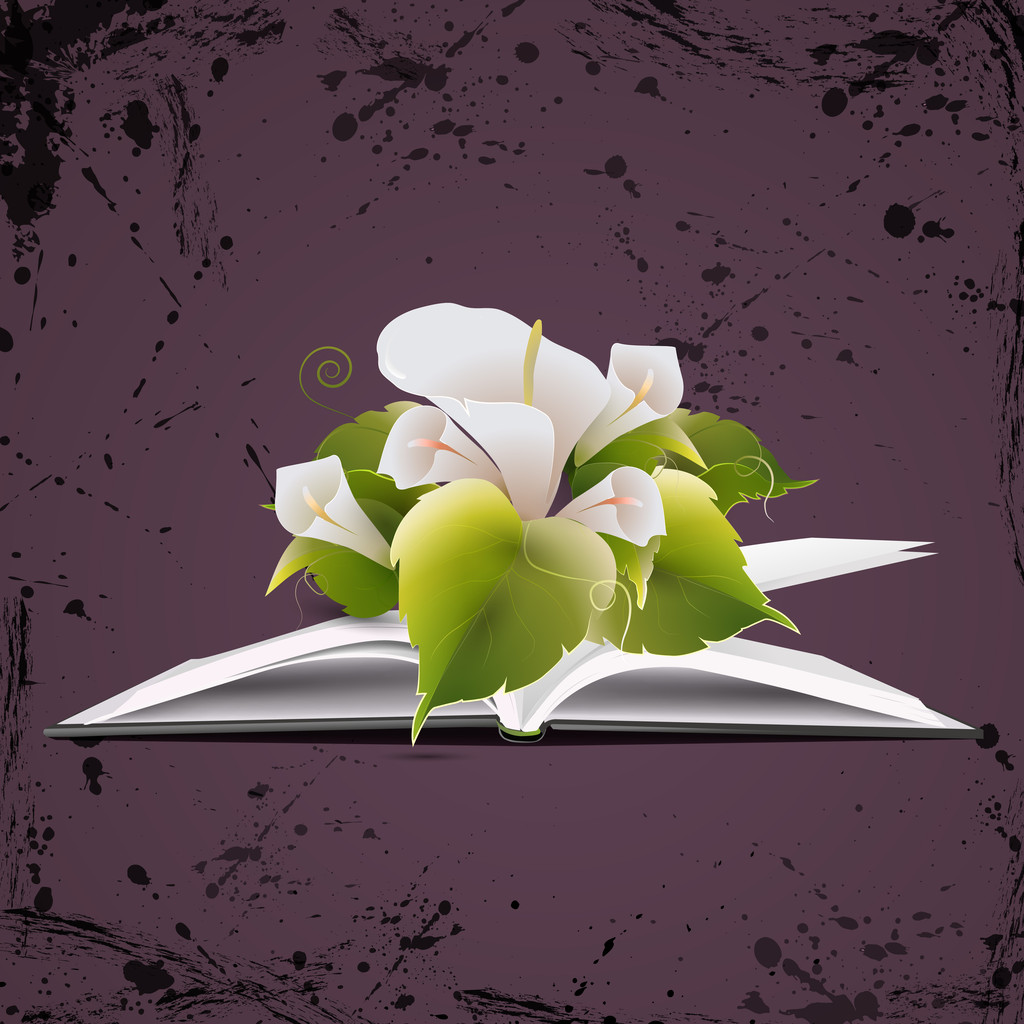 διάνυσμα ανοιχτό βιβλίο με λουλούδια - Διάνυσμα, εικόνα