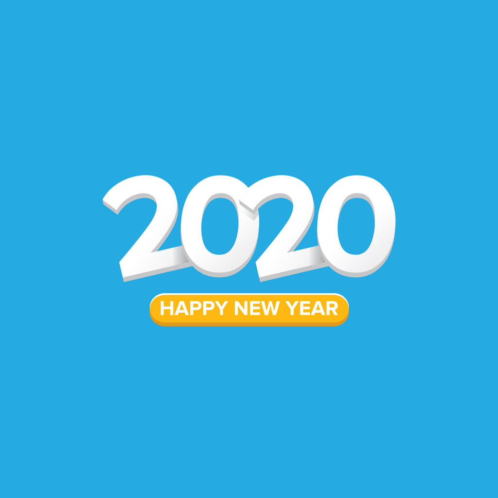 2020 mutlu yeni yıl yaratıcı tasarım arka plan veya tebrik kartı. 2020 mavi üzerinde izole yeni yıl numaraları - Vektör, Görsel