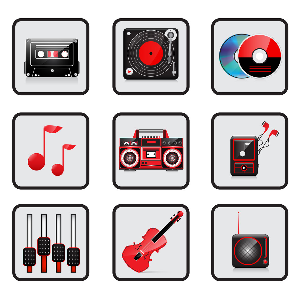 Música, conjunto de iconos de audio. Vector
 - Vector, imagen