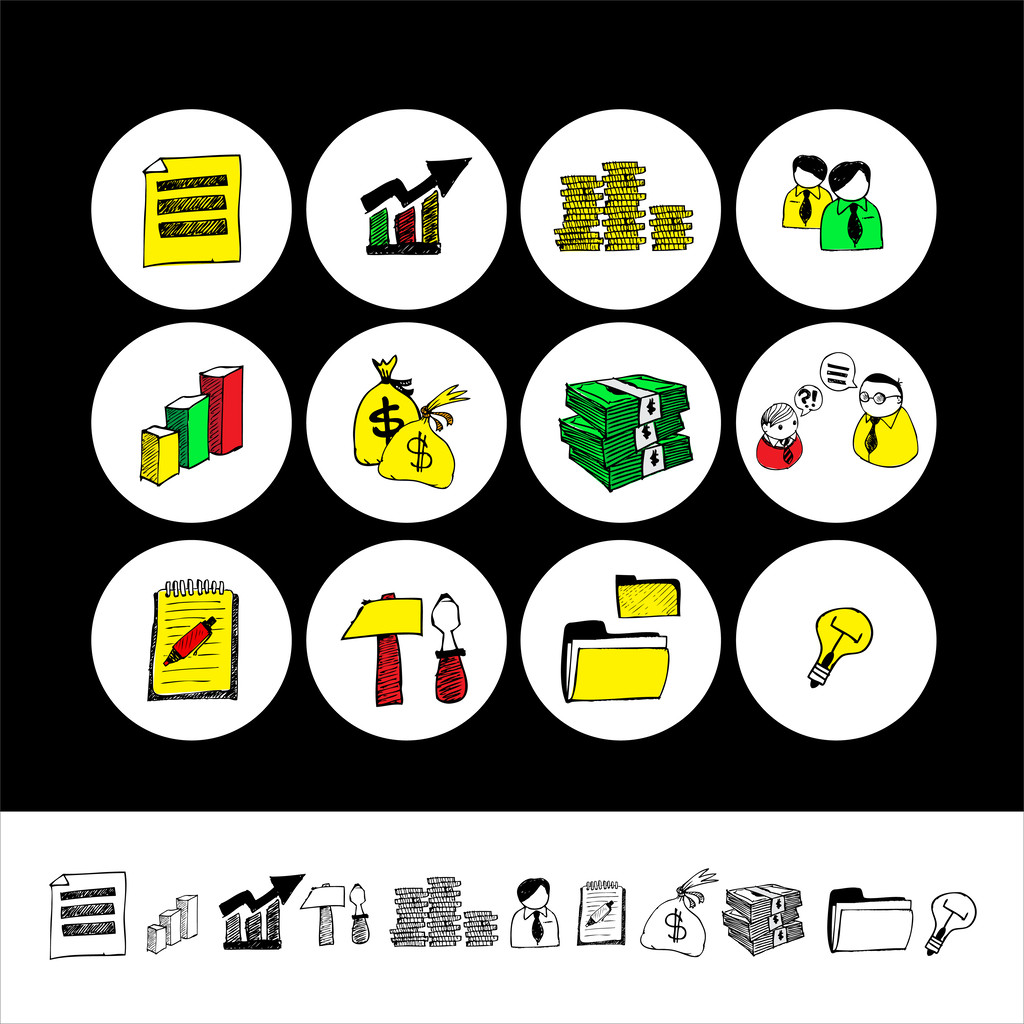 Cartoon Finance & Money Icon set. Vector - Vector, Image