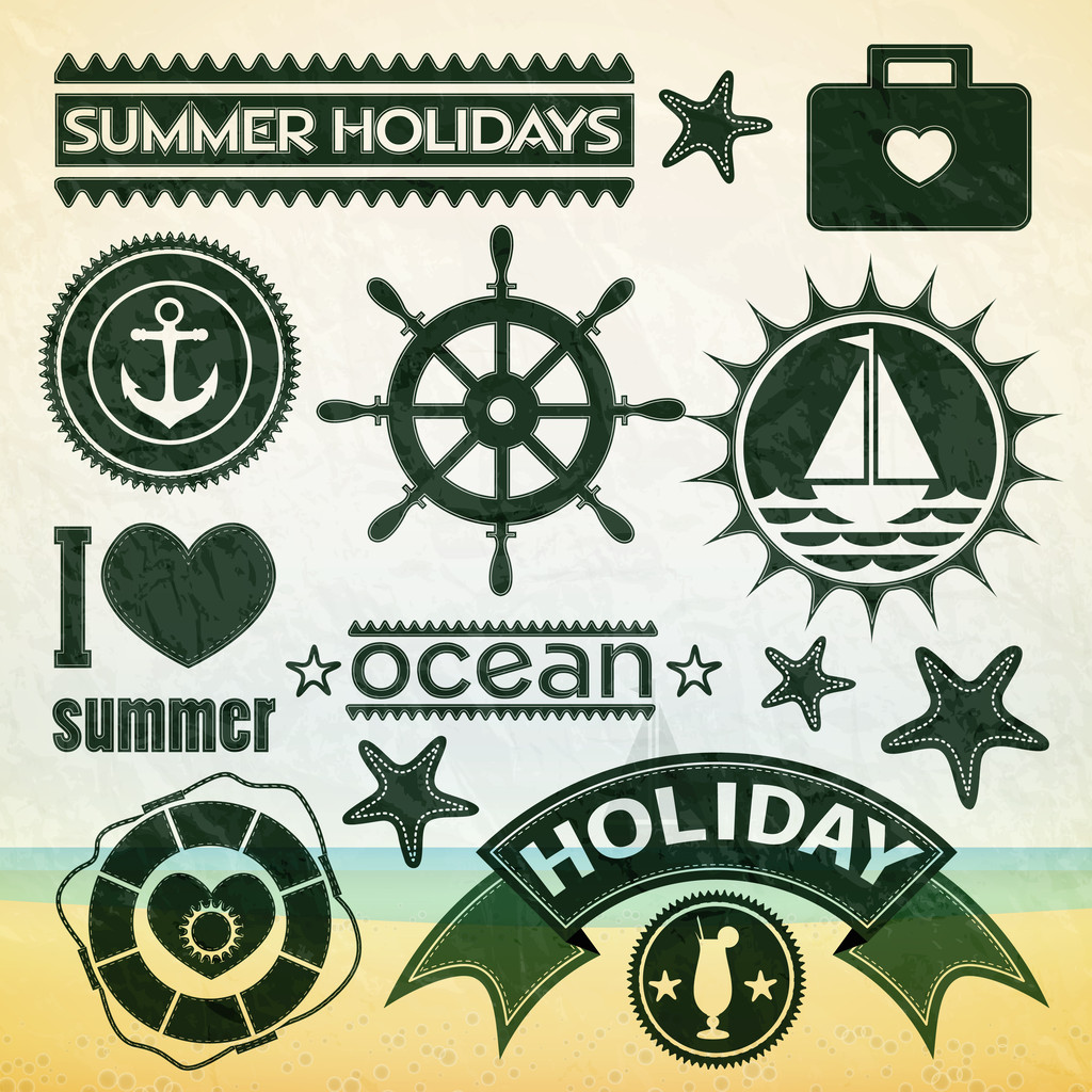 Sommerurlaub-Ikonen. Vektor - Vektor, Bild