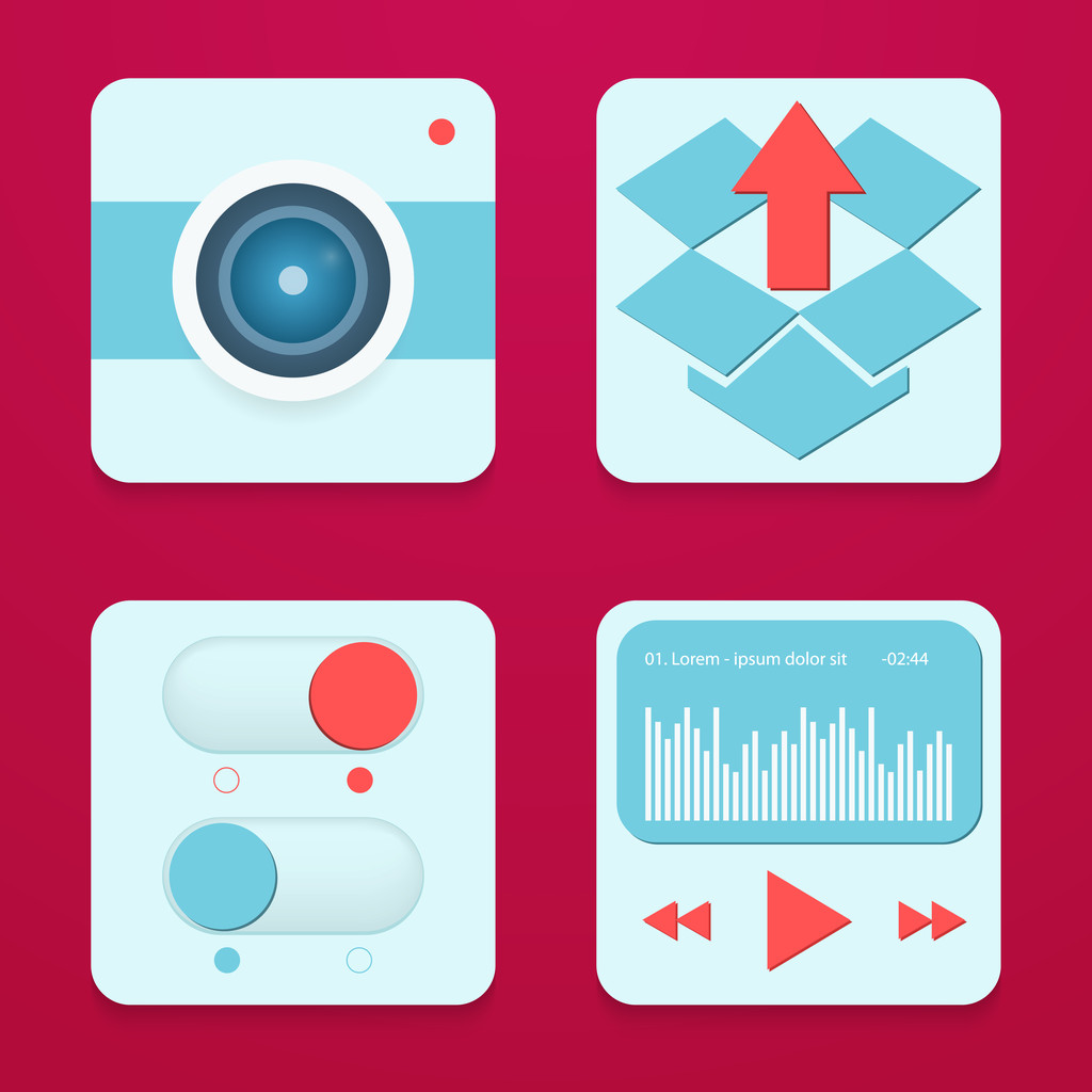 Typical mobile phone apps and services icons. - Vector, Image