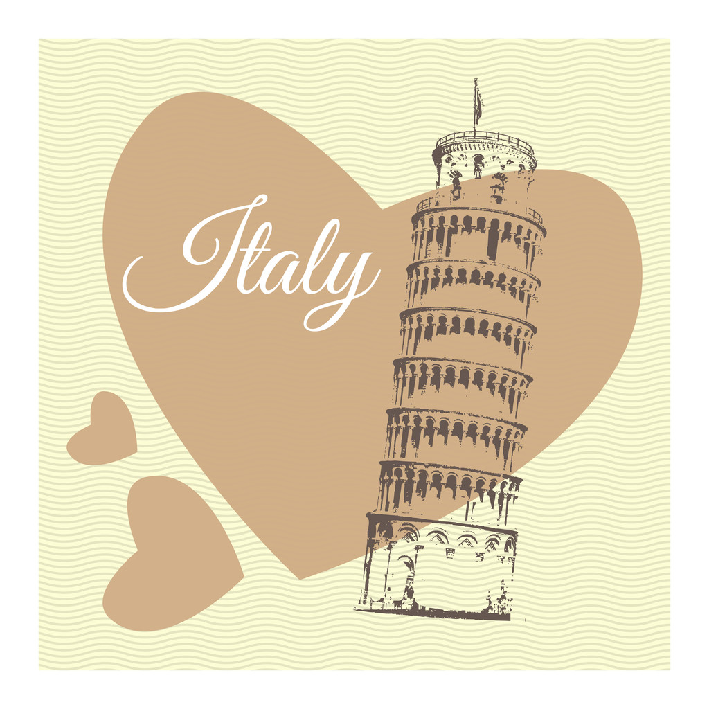 Vector illustration with pisa in heart. - Vector, Image