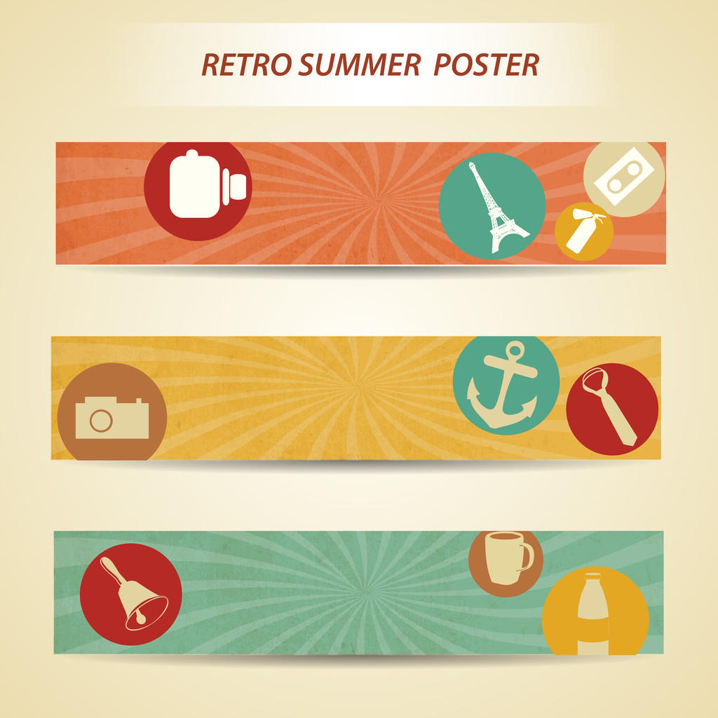 Retro Summer Poster. Vector - Vector, Image