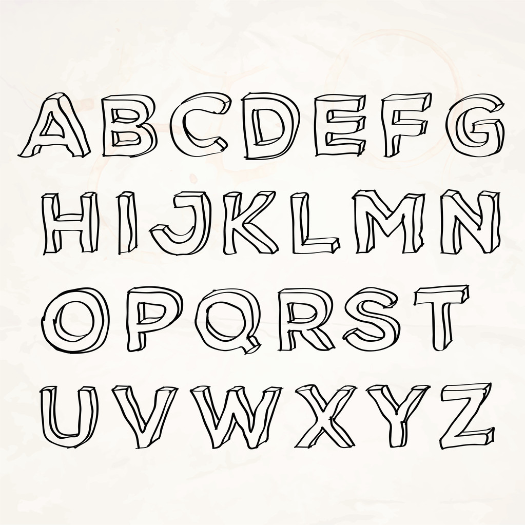 Hand drawn vector alphabet - Vector, Image