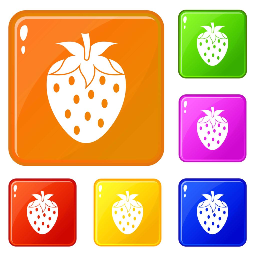 Bir çilek Berry simgeler vektör renk ayarlamak - Vektör, Görsel