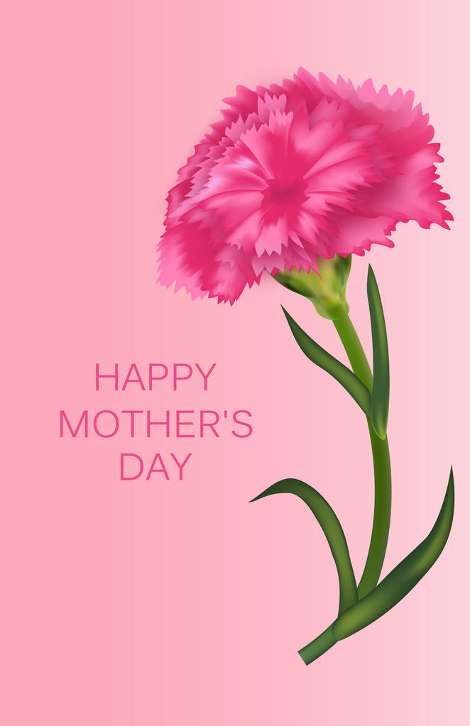 Plantilla vertical para el Día de la Madre con clavel. Banner, póster o tarjeta de felicitación. Vector
 - Vector, imagen