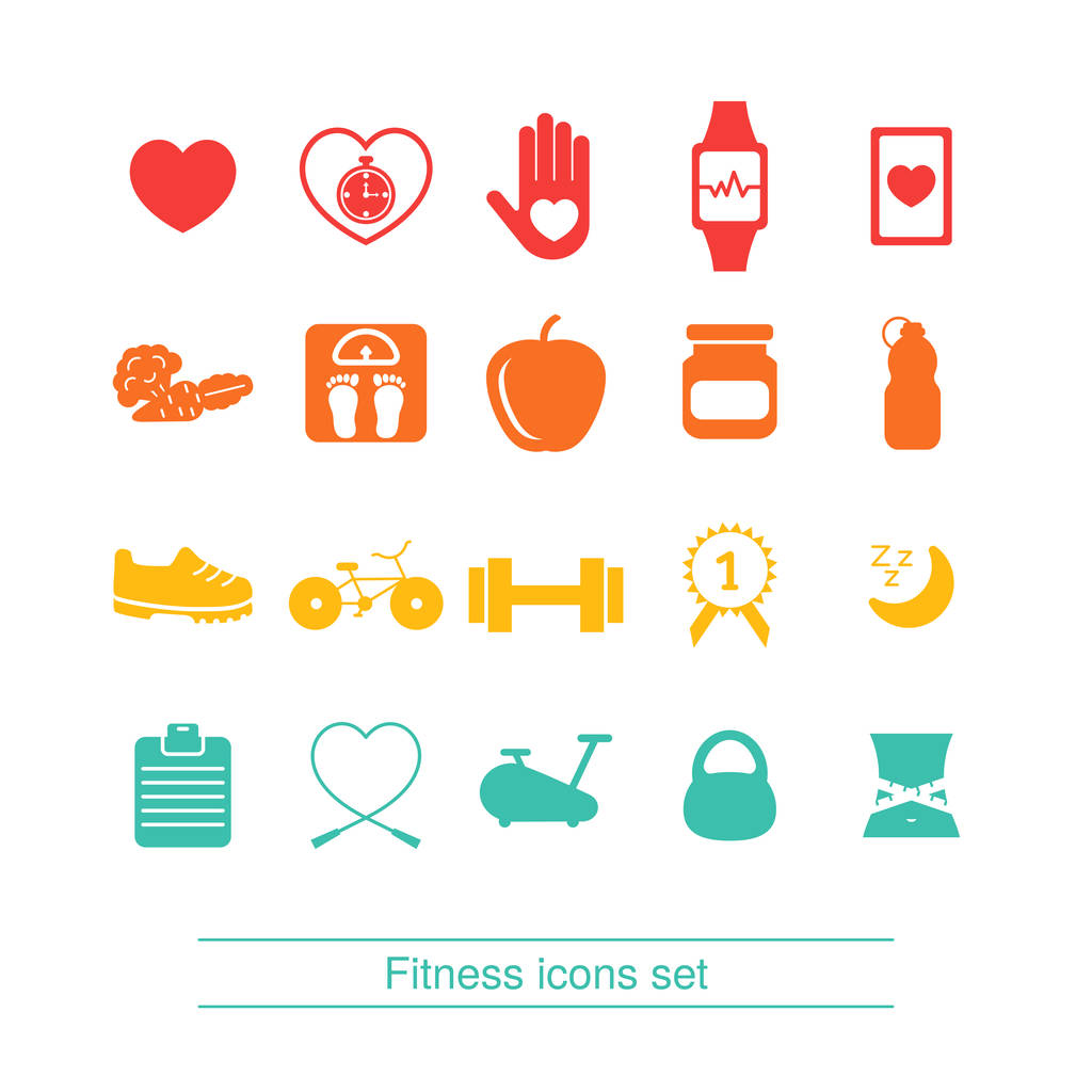 Fitness, sağlıklı yaşam Icon set - Vektör, Görsel