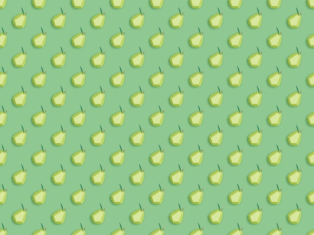 vista superior del patrón sin costuras con peras de papel hechas a mano aisladas en verde
 - Foto, Imagen