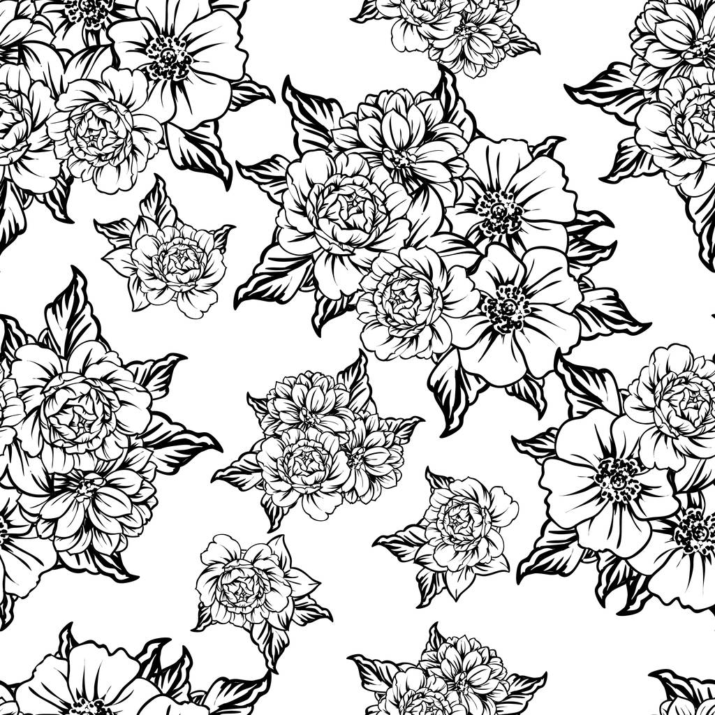 vector illustration of vintage flowers pattern background - Vector, Image
